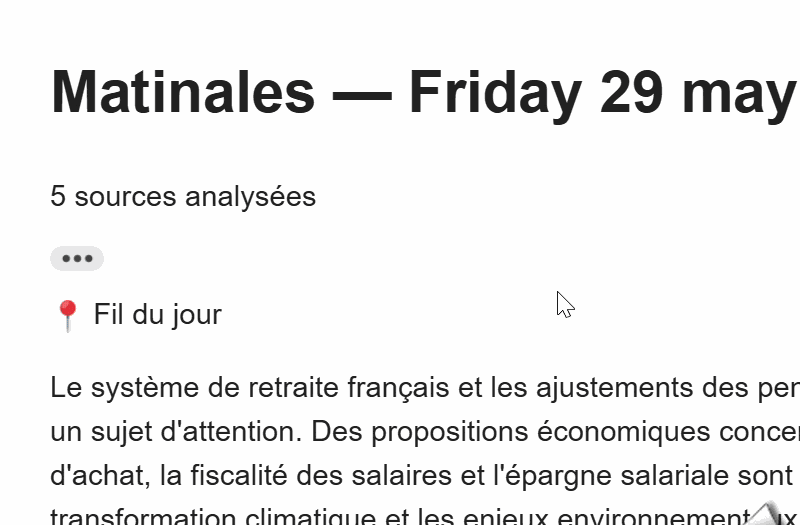 Démo Synthèse des matinales